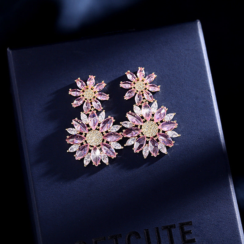 Flower Cubic Zirconia Earrings E7827