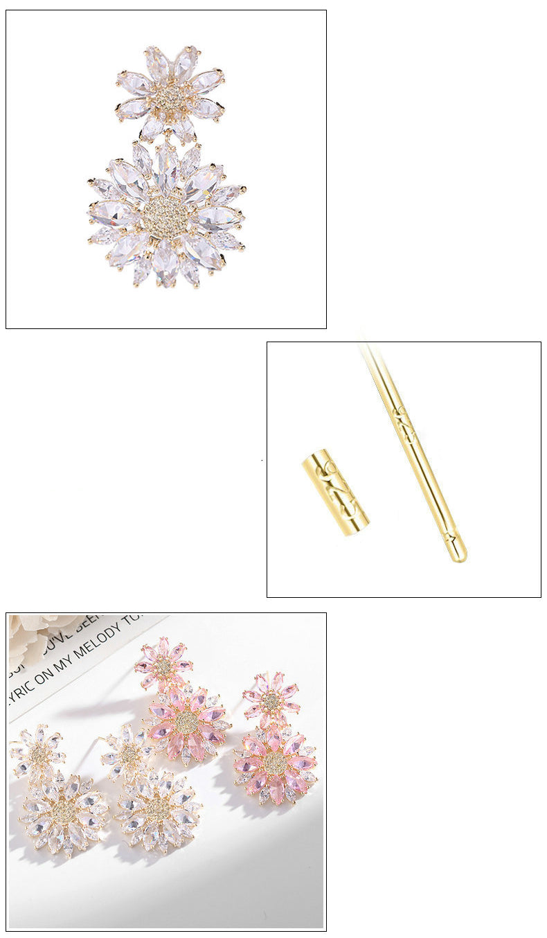 Flower Cubic Zirconia Earrings E7827