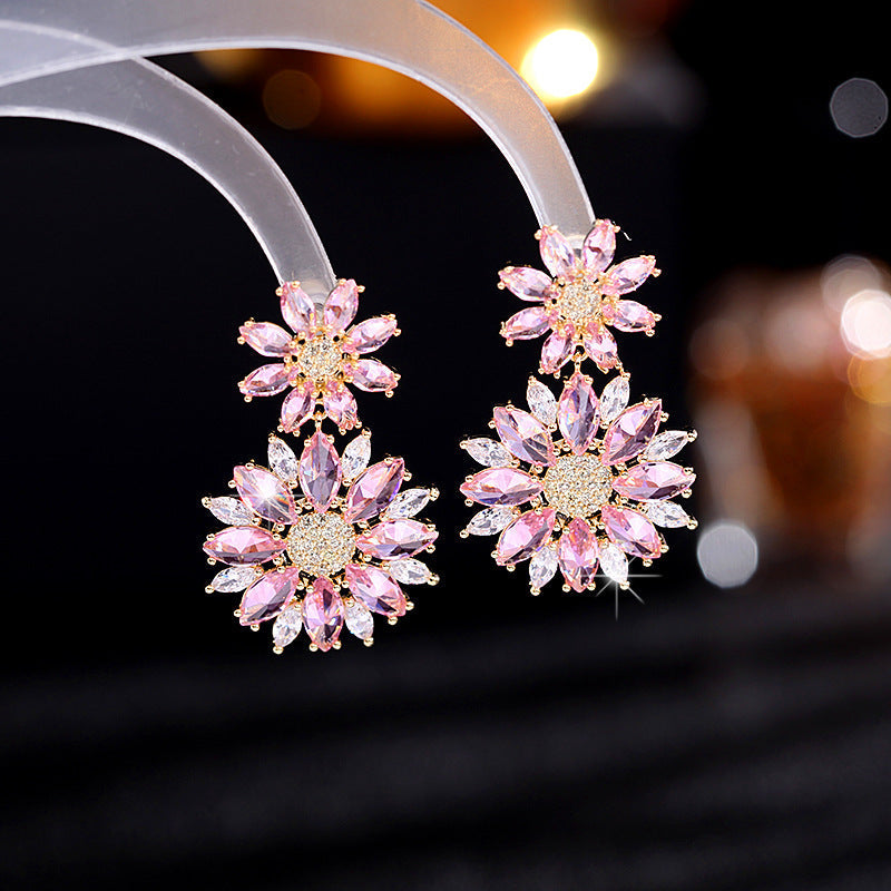 Flower Cubic Zirconia Earrings E7827