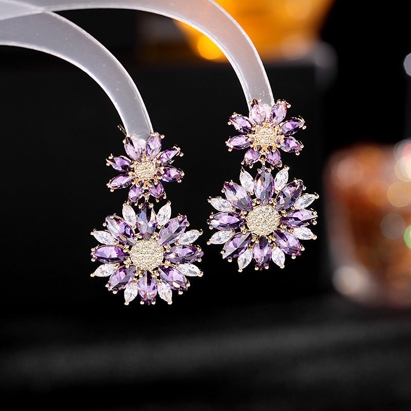 Flower Cubic Zirconia Earrings E7827