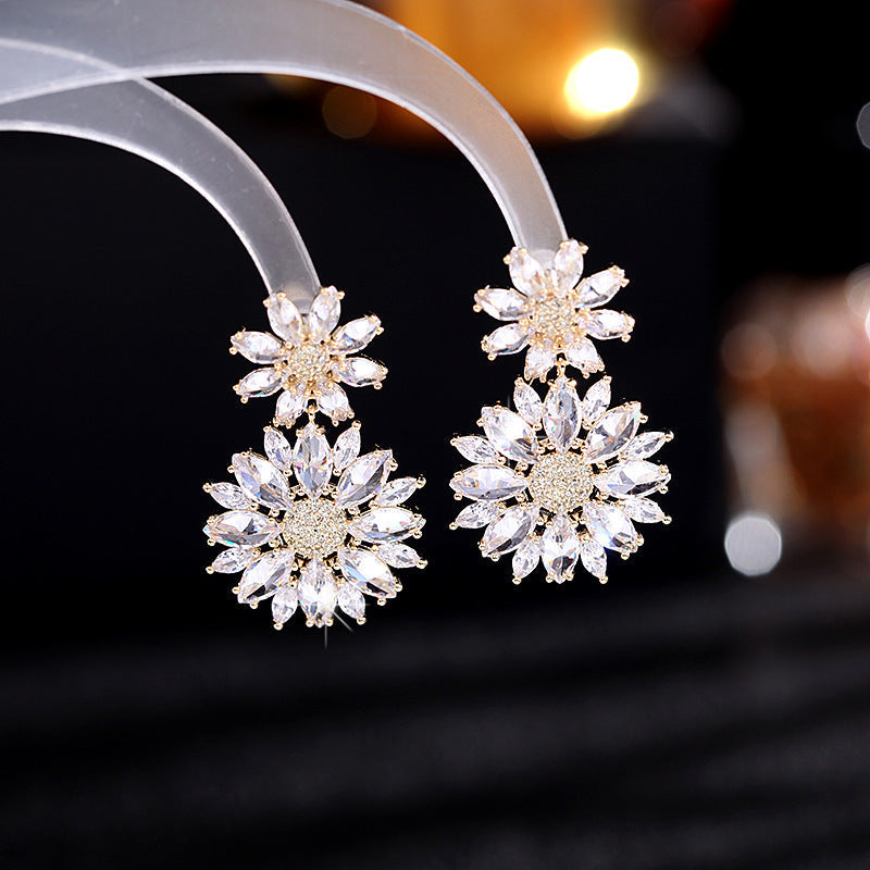 Flower Cubic Zirconia Earrings E7827