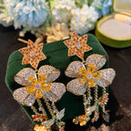 Floral Tassel Cubic Zirconia Earrings E7850