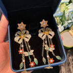 Floral Tassel Cubic Zirconia Earrings E7850