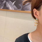 Floral Litchi Cubic Zirconia Earrings E7854