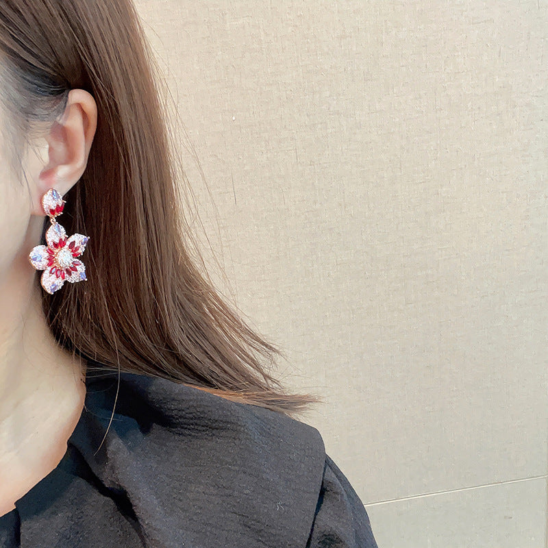 Flower Cubic Zirconia Earrings E7856