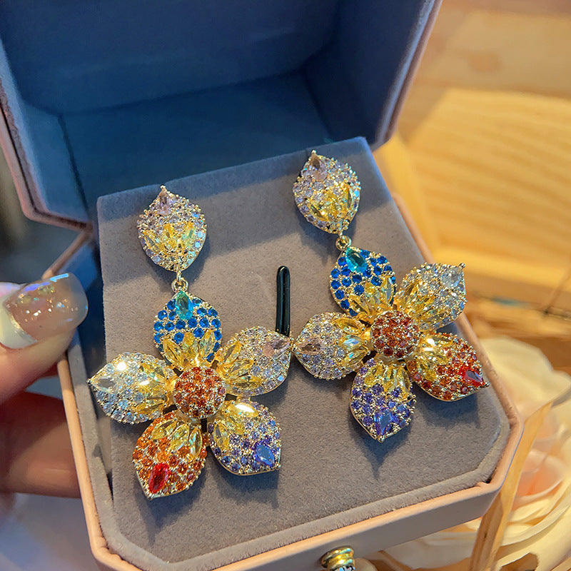 Flower Cubic Zirconia Earrings E7856