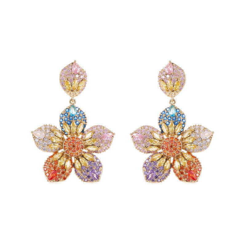 Flower Cubic Zirconia Earrings E7856