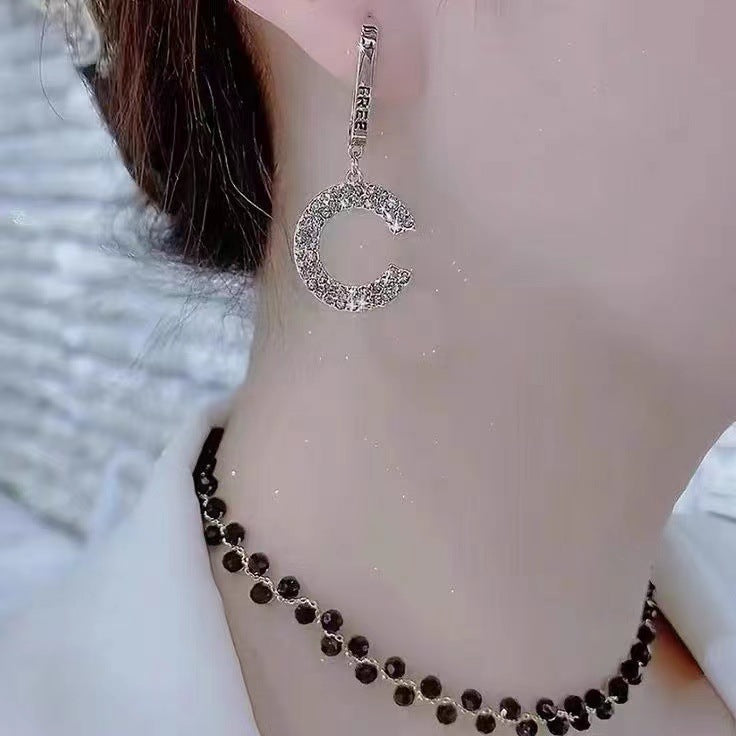 DC  Rhinestone Asymmetrical Earrings E7861