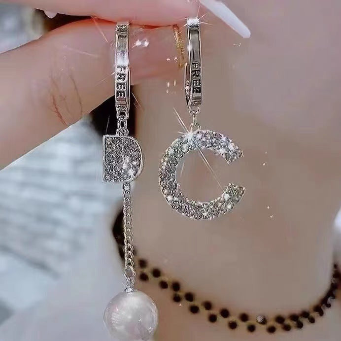 DC  Rhinestone Asymmetrical Earrings E7861