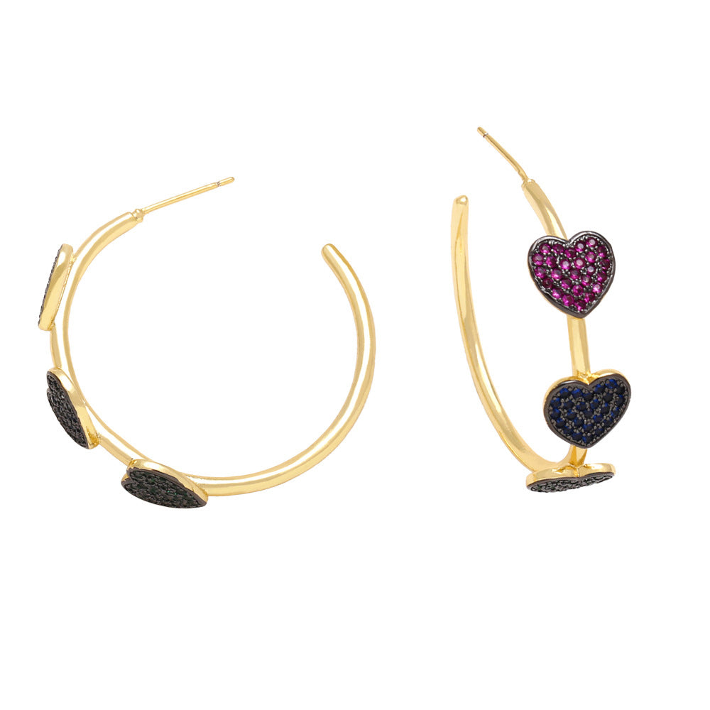 Heart Cubic Zirconia Hoop Earrings E7896