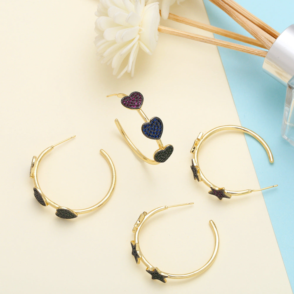 Heart Cubic Zirconia Hoop Earrings E7896