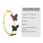 Butterfly Hoop Cubic Zirconia Earrings E7897
