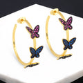 Butterfly Hoop Cubic Zirconia Earrings E7897