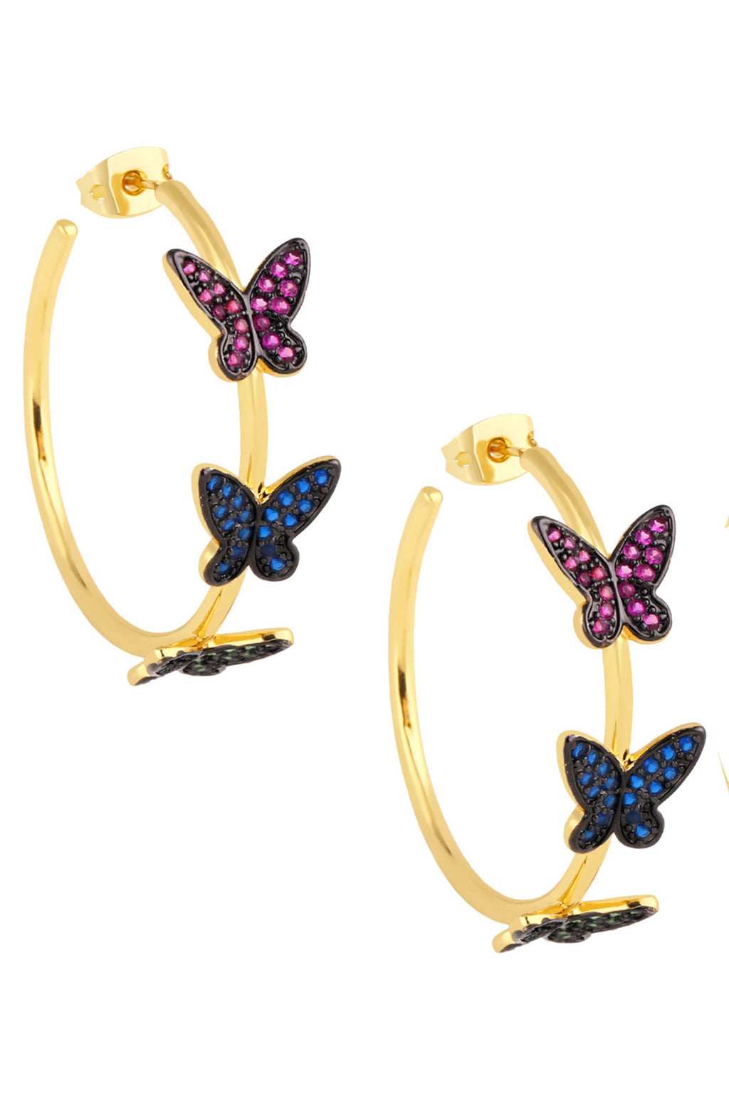 Butterfly Hoop Cubic Zirconia Earrings E7897