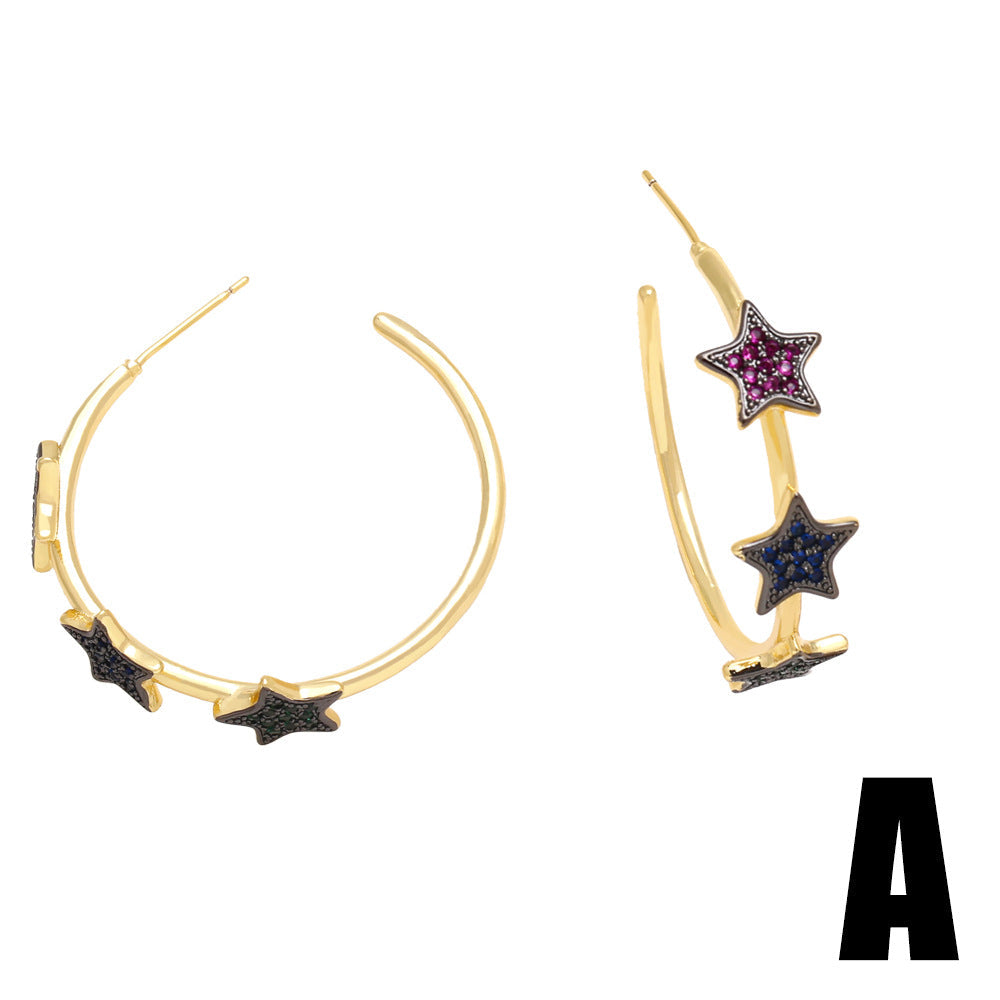 Star Hoop Cubic Zirconia Earrings E7898