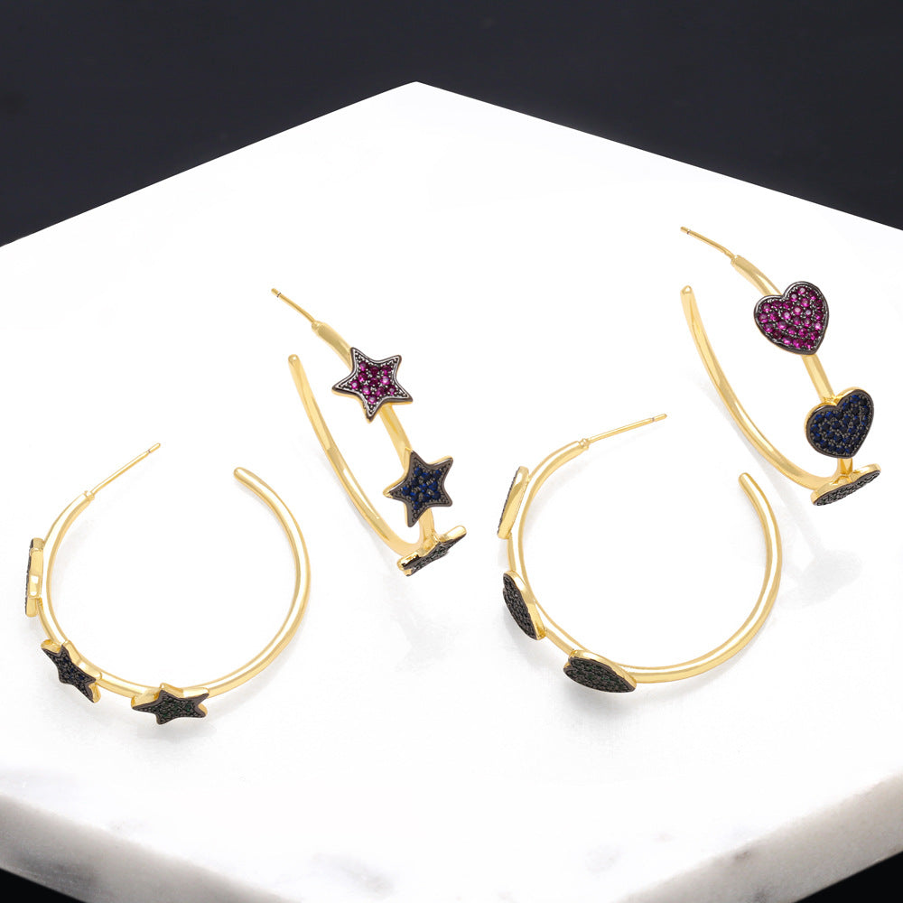 Star Hoop Cubic Zirconia Earrings E7898