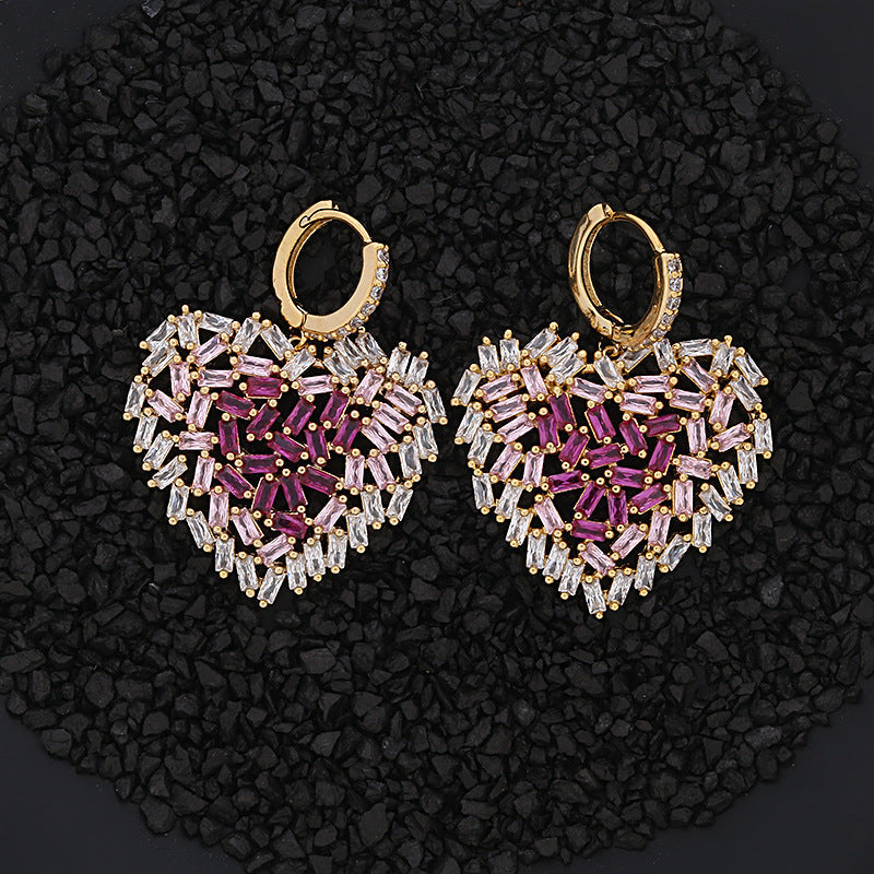 Heart Cubic Zirconia Hoop Earrings E7909