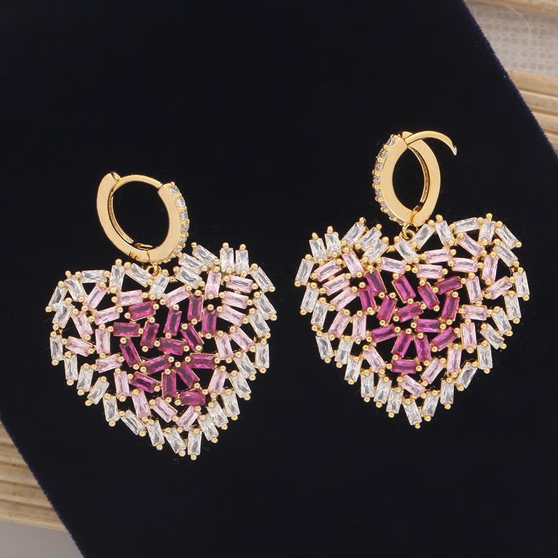 Heart Cubic Zirconia Hoop Earrings E7909