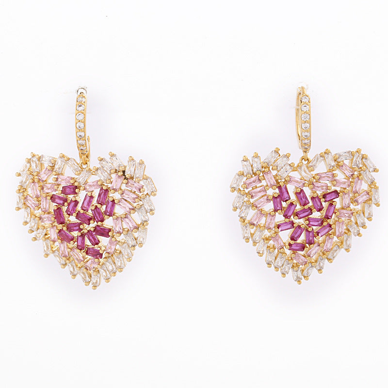 Heart Cubic Zirconia Hoop Earrings E7909