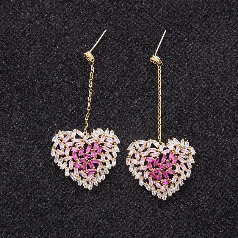 Heart Cubic Zirconia Dangle  Earrings E7910