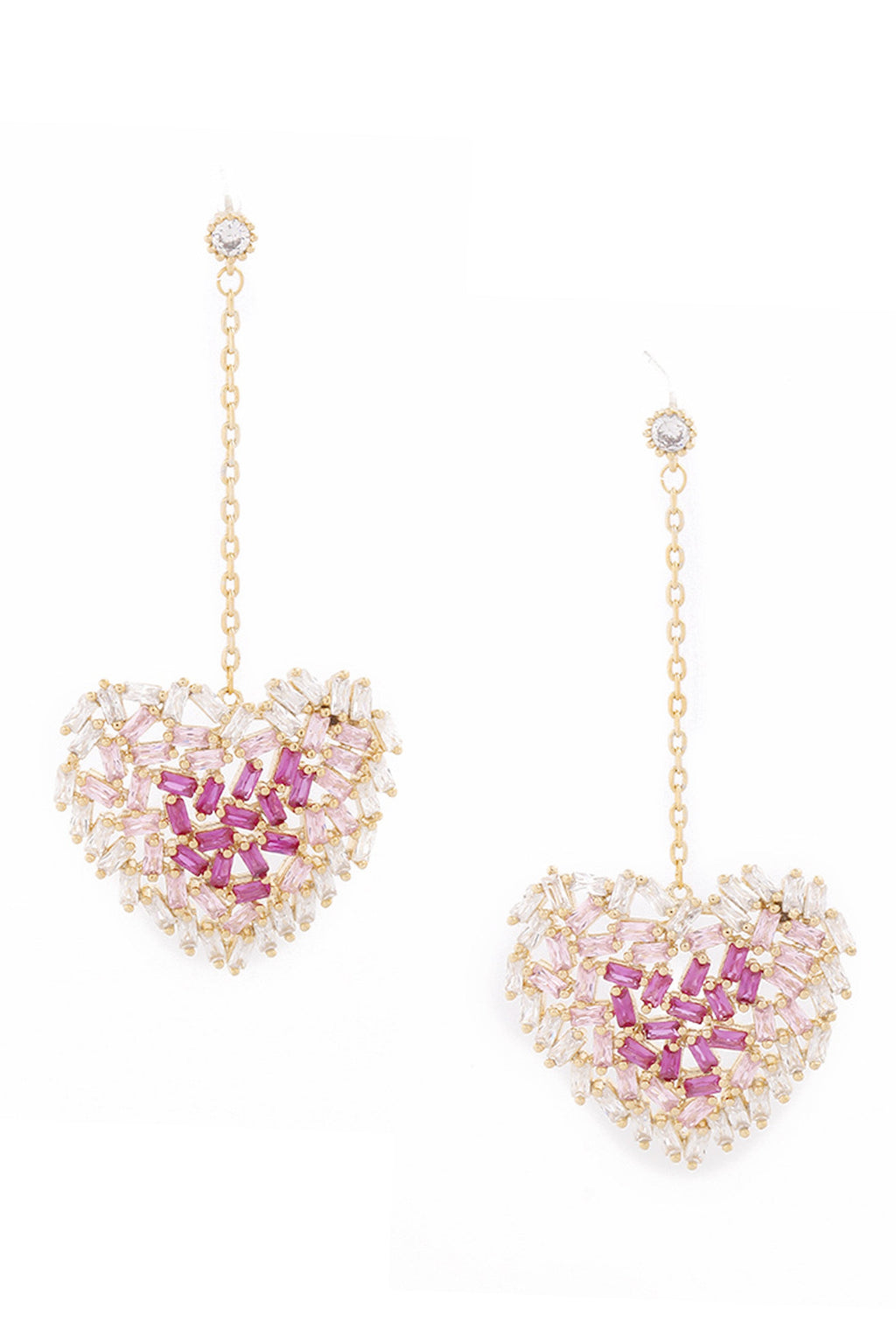 Heart Cubic Zirconia Dangle  Earrings E7910
