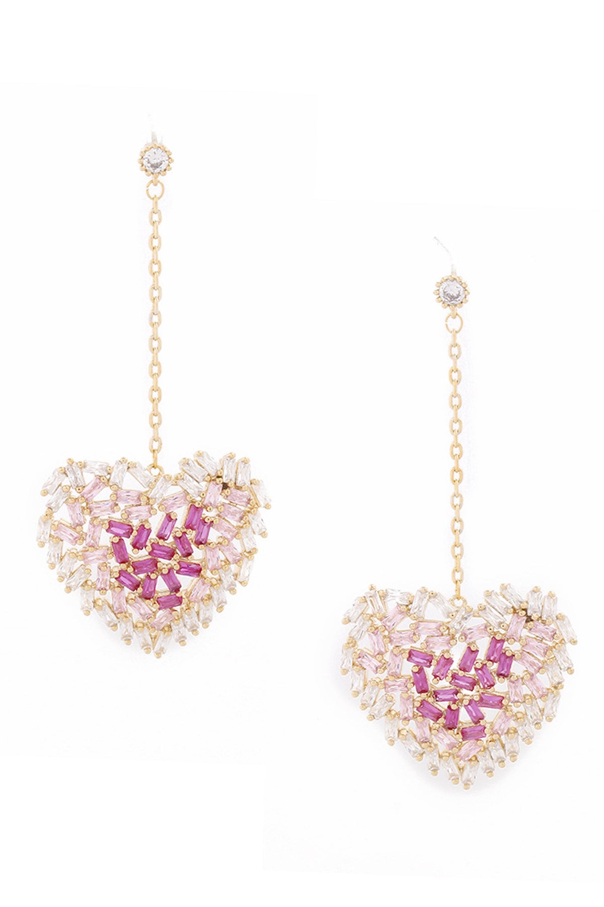 Heart Cubic Zirconia Dangle  Earrings E7910