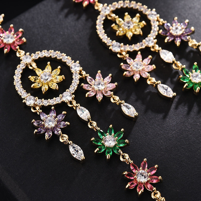 Dreamcatcher Tassel Cubic Zirconia Earrings E7913