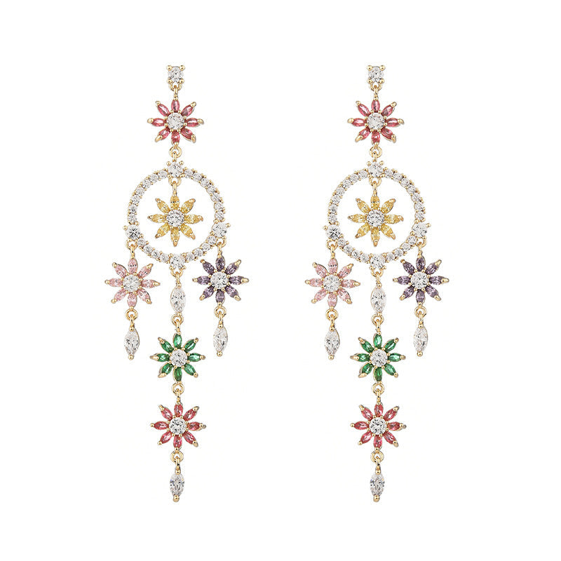 Dreamcatcher Tassel Cubic Zirconia Earrings E7913
