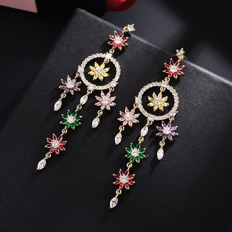 Dreamcatcher Tassel Cubic Zirconia Earrings E7913