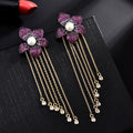 Flower Tassel Cubic Zirconia Earrings E7914