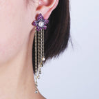 Flower Tassel Cubic Zirconia Earrings E7914