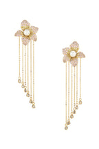 Flower Tassel Cubic Zirconia Earrings E7914