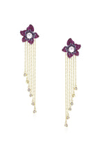 Flower Tassel Cubic Zirconia Earrings E7914