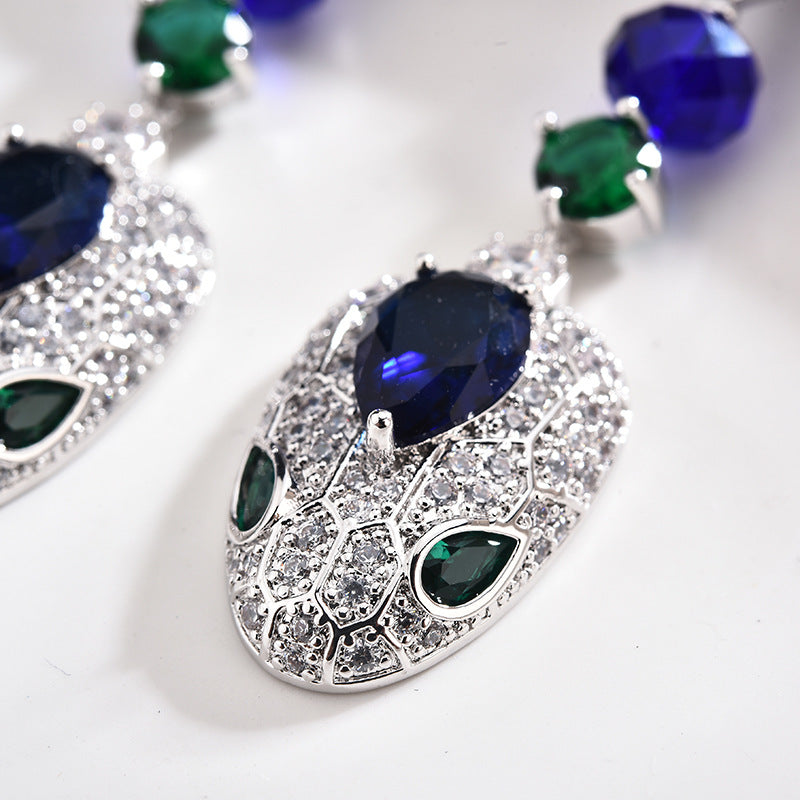 Snake Head Cubic Zirconia Earrings E7916