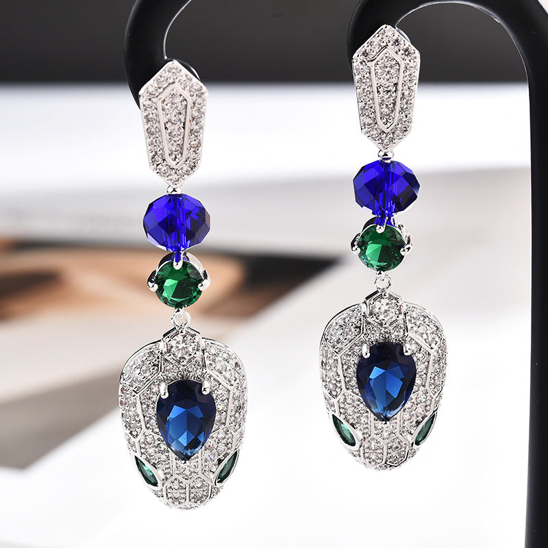Snake Head Cubic Zirconia Earrings E7916