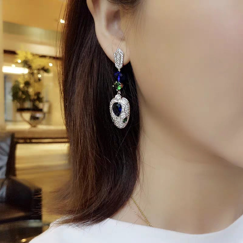 Snake Head Cubic Zirconia Earrings E7916