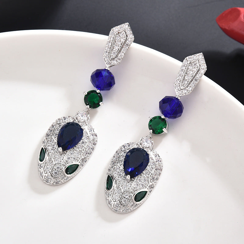 Snake Head Cubic Zirconia Earrings E7916