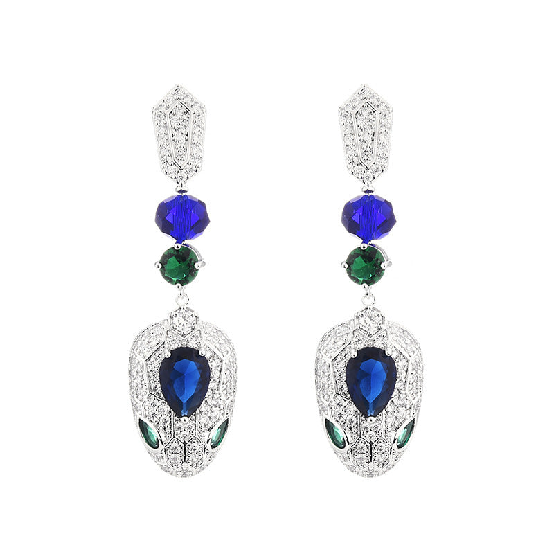Snake Head Cubic Zirconia Earrings E7916