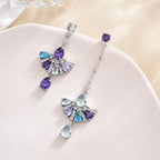Sector Tassel Cubic Zirconia Asymmetric Earrings E7919