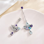 Sector Tassel Cubic Zirconia Asymmetric Earrings E7919