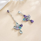 Sector Tassel Cubic Zirconia Asymmetric Earrings E7919