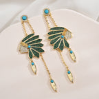 Indian Head Tassel Cubic Zirconia Earrings E7920