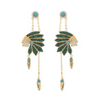 Indian Head Tassel Cubic Zirconia Earrings E7920