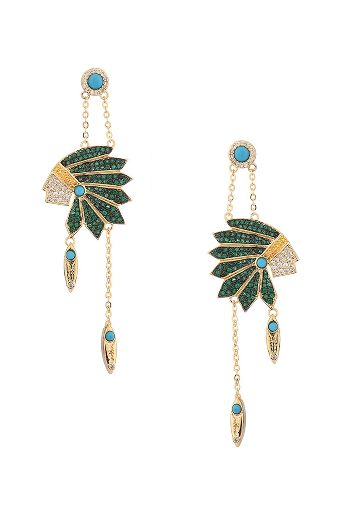 Indian Head Tassel Cubic Zirconia Earrings E7920