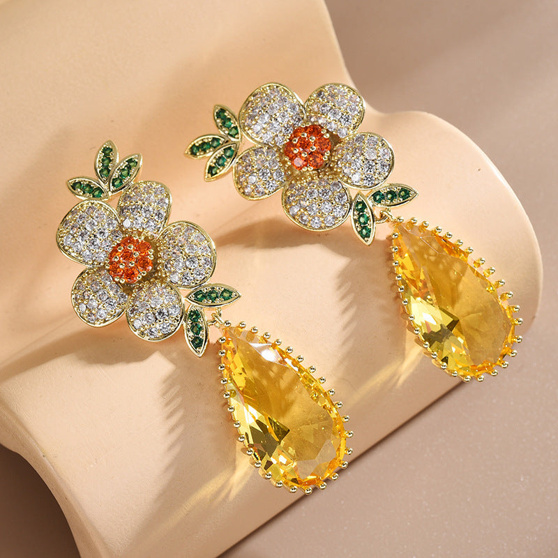 Flower Cubic Zirconia Earrings E7921