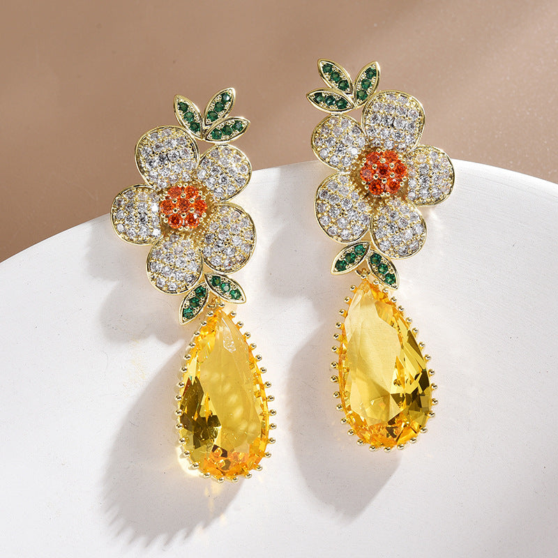 Flower Cubic Zirconia Earrings E7921
