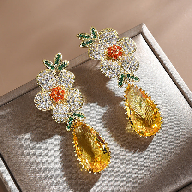Flower Cubic Zirconia Earrings E7921
