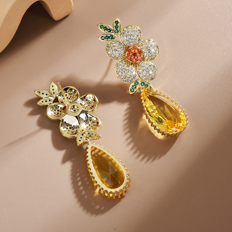 Flower Cubic Zirconia Earrings E7921