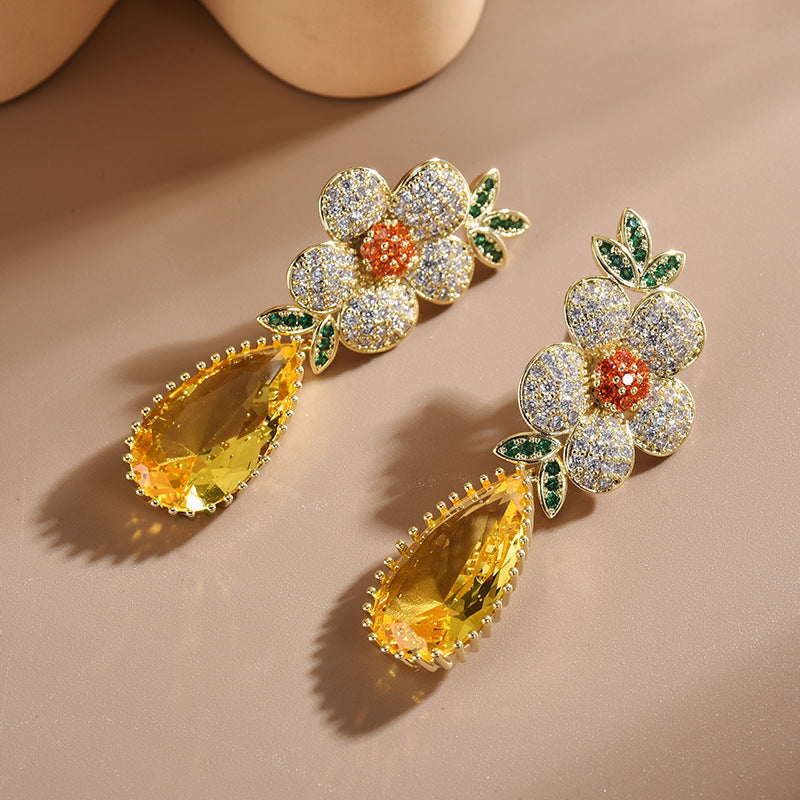Flower Cubic Zirconia Earrings E7921