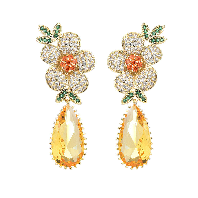 Flower Cubic Zirconia Earrings E7921